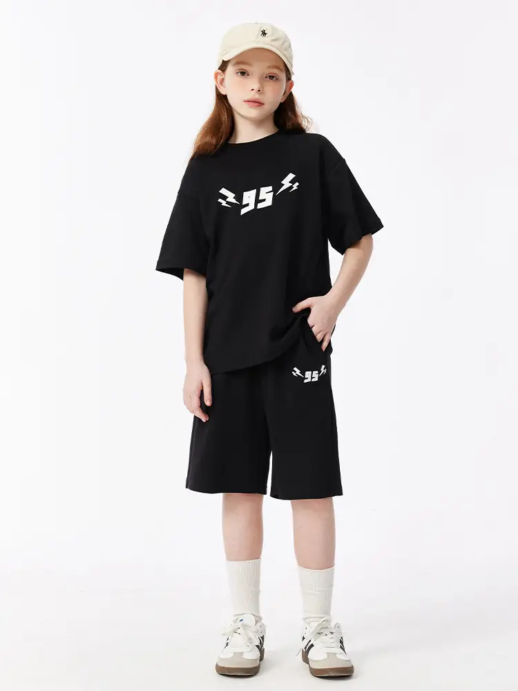 Beige Flocking Kids Shorts Summer Casual Wear - Image 6