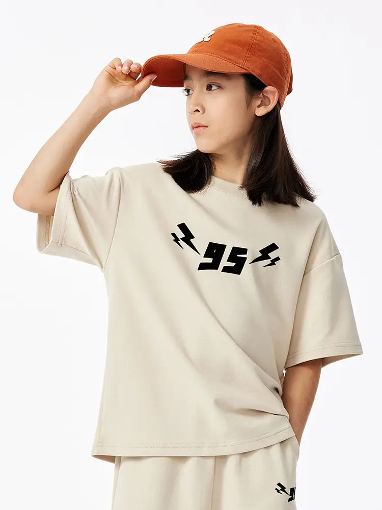 Beige Flocking Kids Shorts Summer Casual Wear - Image 8