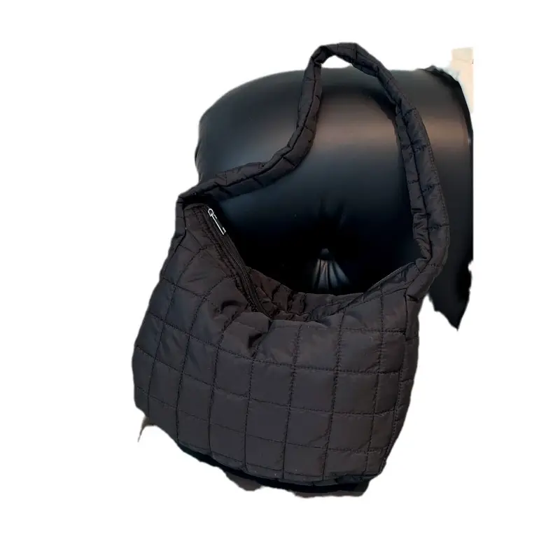 Women's Beige Quilted Shoulder Bag Large Capacity - Image 7