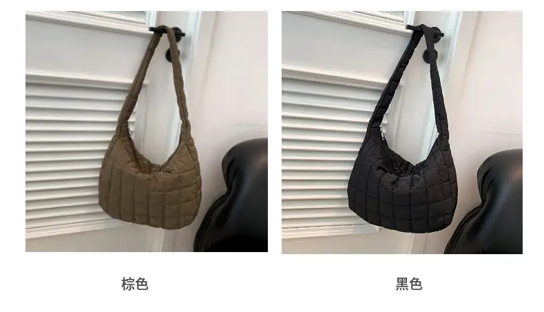 Women's Beige Quilted Shoulder Bag Large Capacity — feature 8