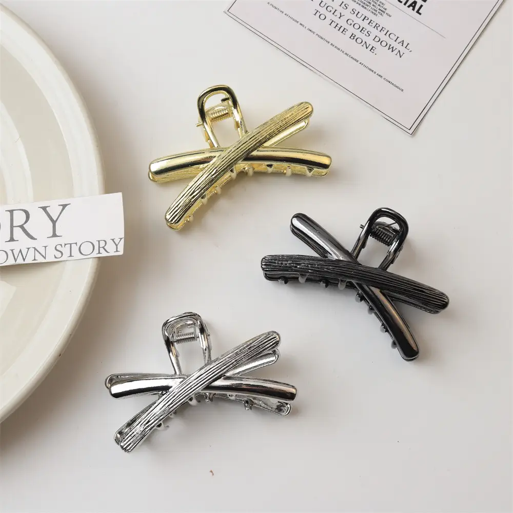 2025 Metal Hair Clip Cross Back Elegant Hair Accessory - Image 3