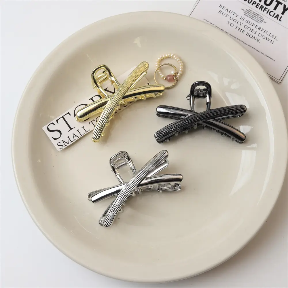 2025 Metal Hair Clip Cross Back Elegant Hair Accessory - Image 5