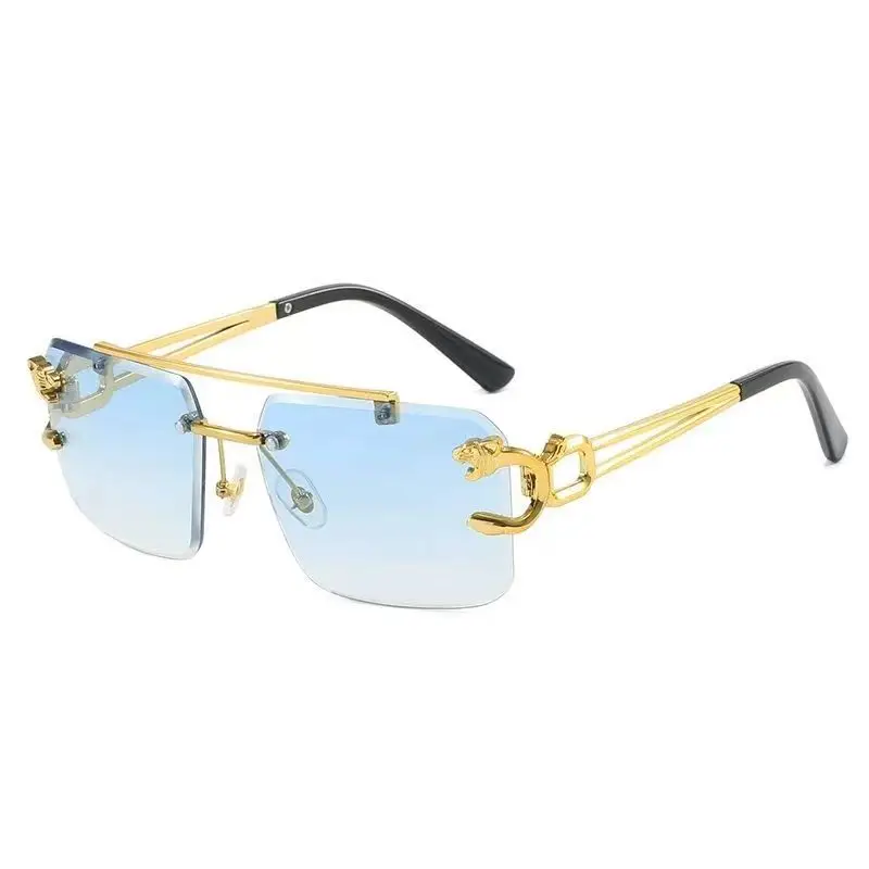 European Leopard Head Metal Sunglasses with Gold Frame - Image 10