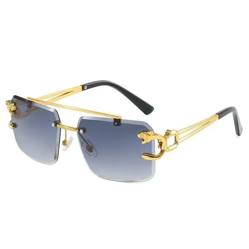 European Leopard Head Metal Sunglasses with Gold Frame - Image 11