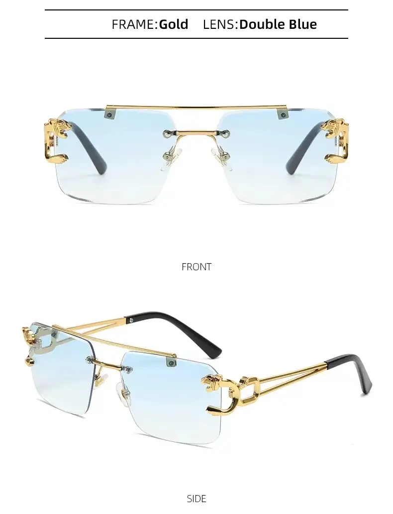 European Leopard Head Metal Sunglasses with Gold Frame — feature 13