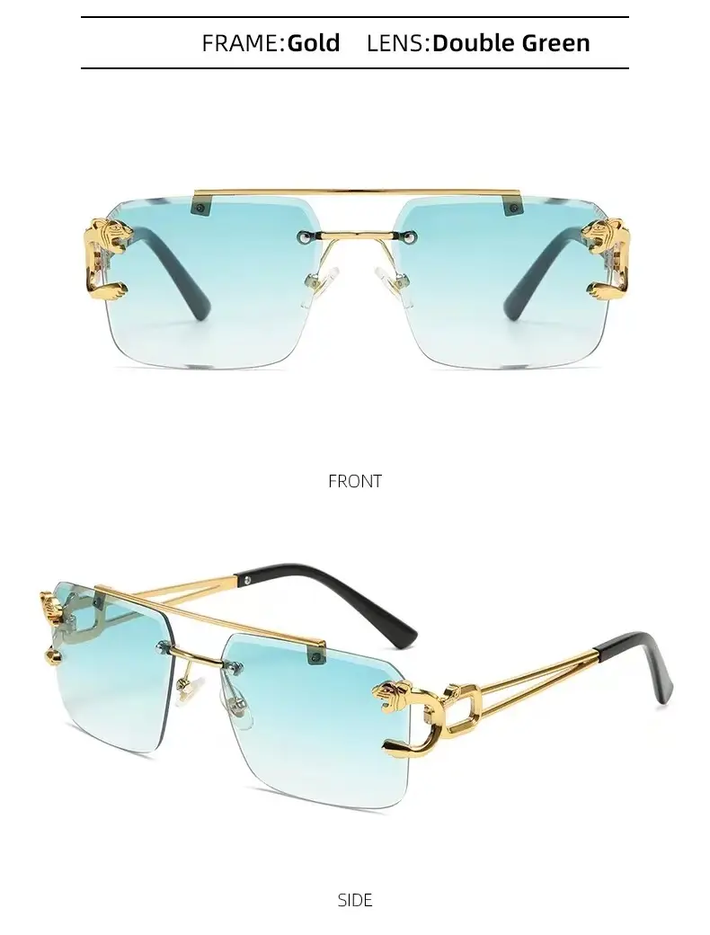 European Leopard Head Metal Sunglasses with Gold Frame — feature 14