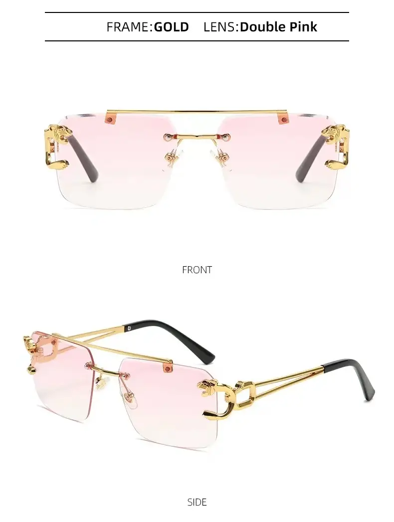 European Leopard Head Metal Sunglasses with Gold Frame — feature 16