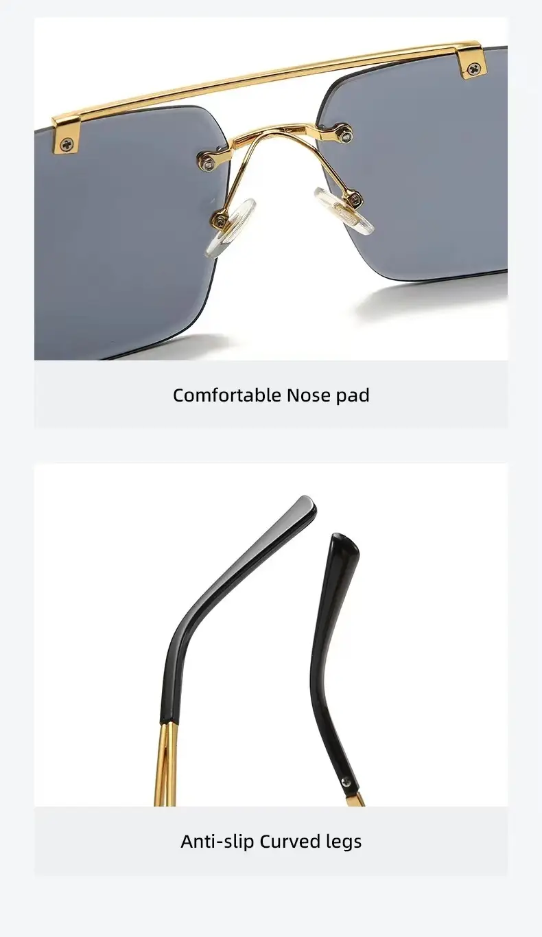 European Leopard Head Metal Sunglasses with Gold Frame — feature 4