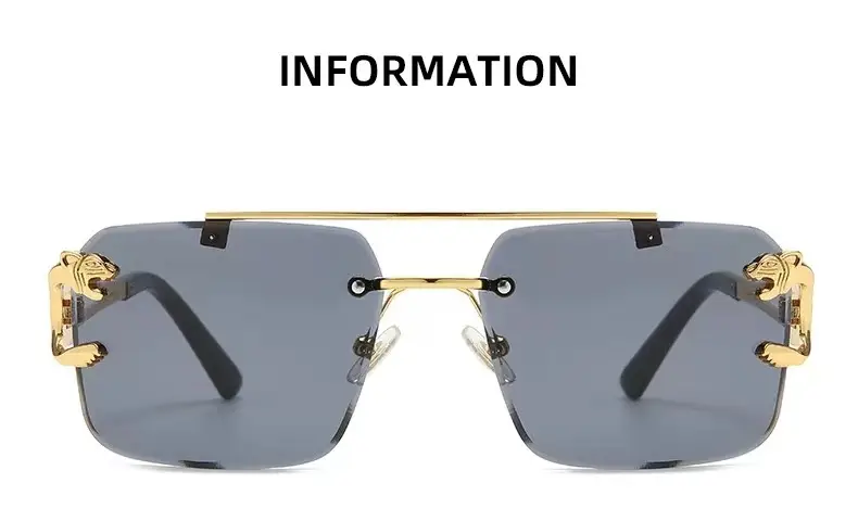 European Leopard Head Metal Sunglasses with Gold Frame — feature 7