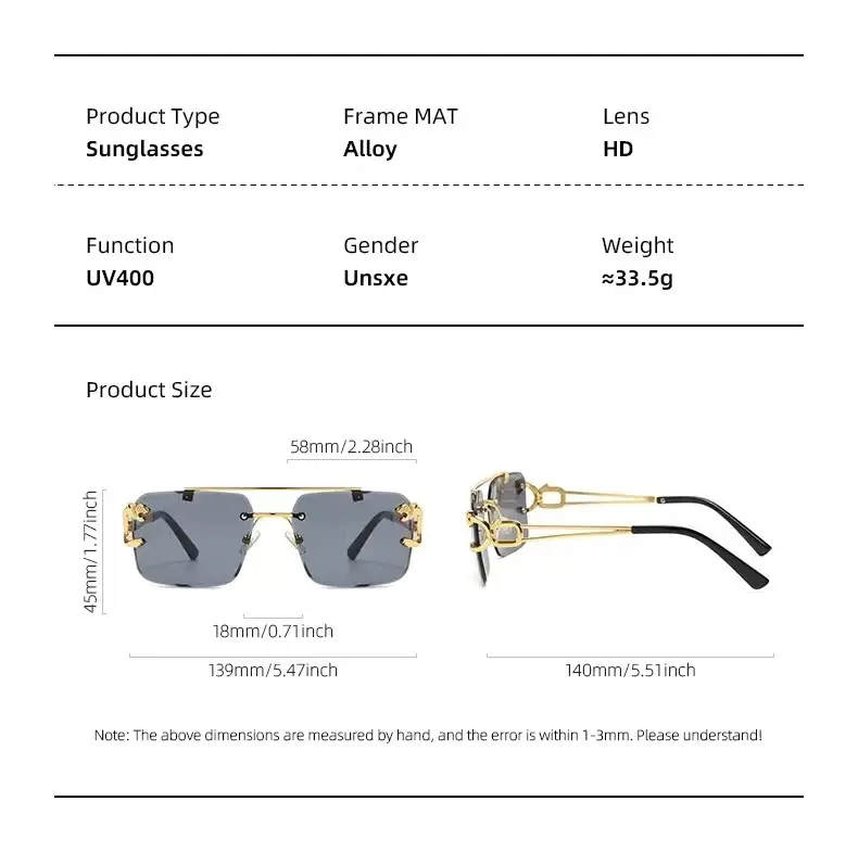 European Leopard Head Metal Sunglasses with Gold Frame — feature 8