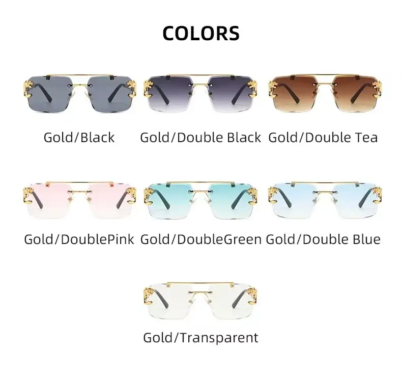 European Leopard Head Metal Sunglasses with Gold Frame — feature 9