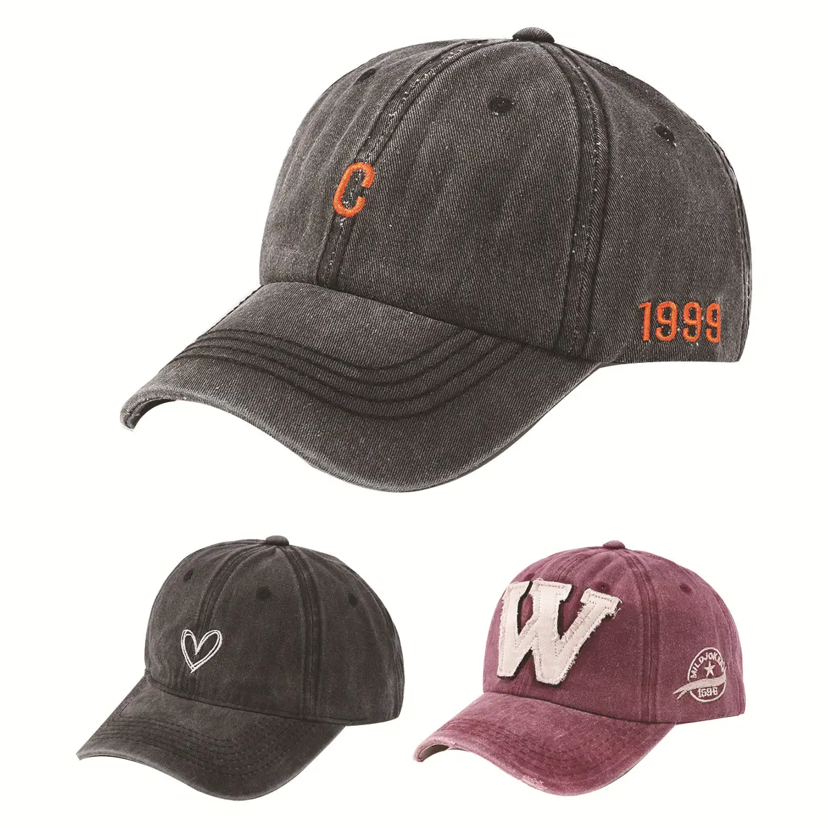 Men Women European American Baseball Cap with Heart Embroidery - Image 4