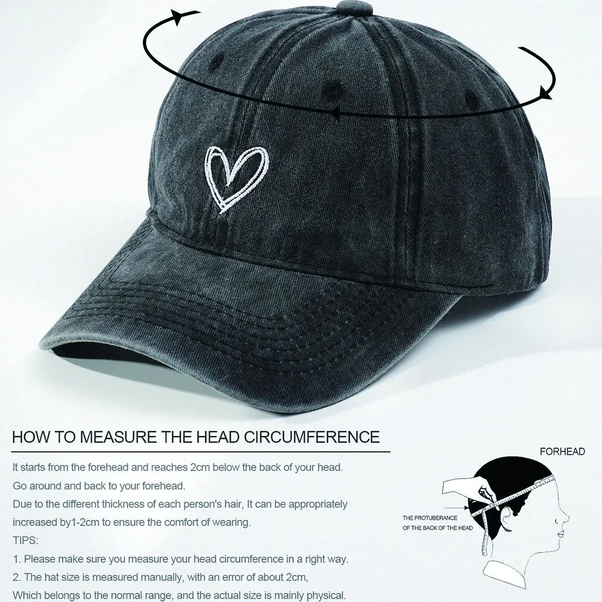 Men Women European American Baseball Cap with Heart Embroidery - Image 5