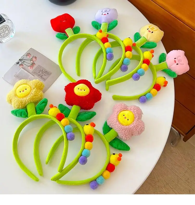 Cute Cartoon Headband with Red Flower and Green Leaves — feature 1