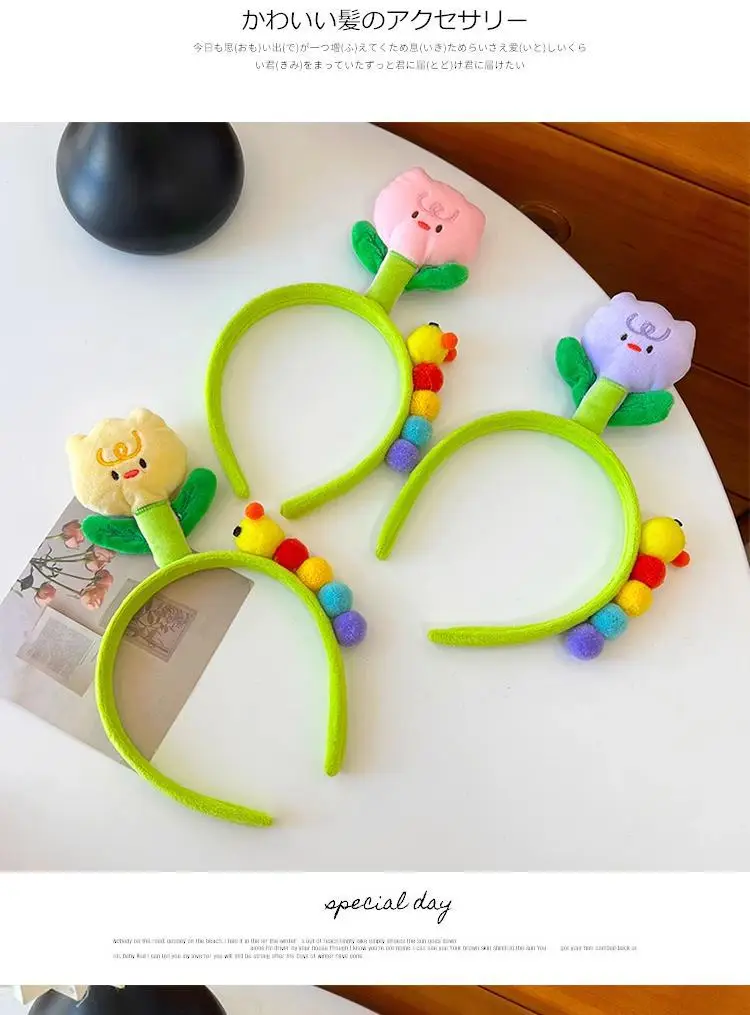 Cute Cartoon Headband with Red Flower and Green Leaves — feature 8