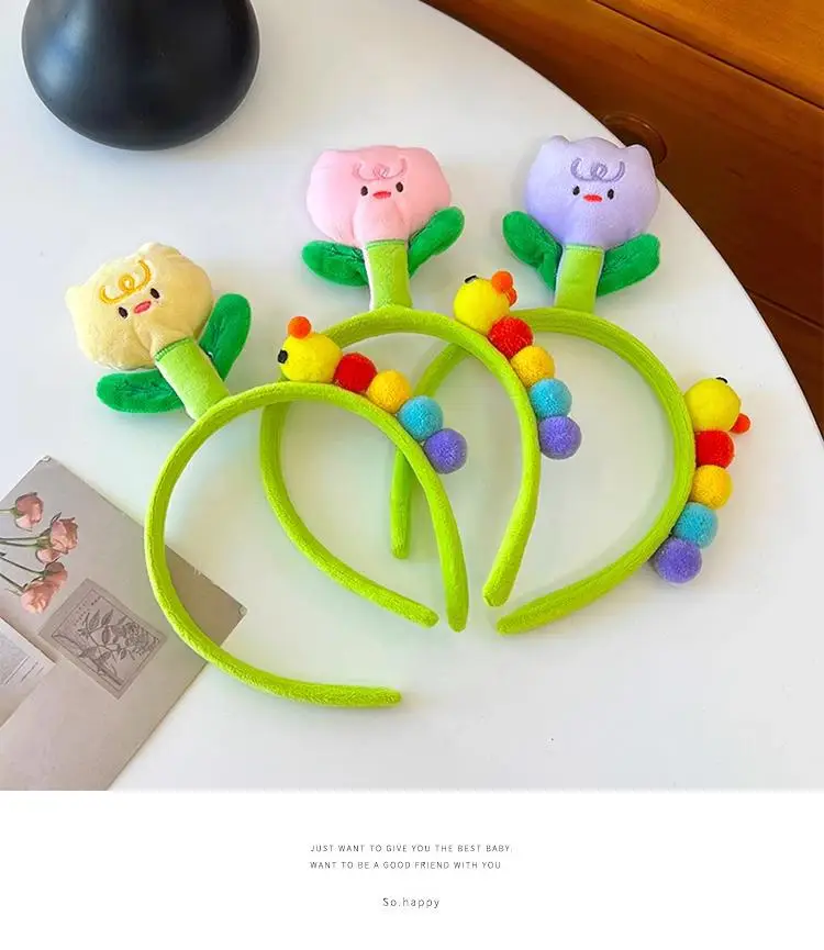 Cute Cartoon Headband with Red Flower and Green Leaves — feature 9