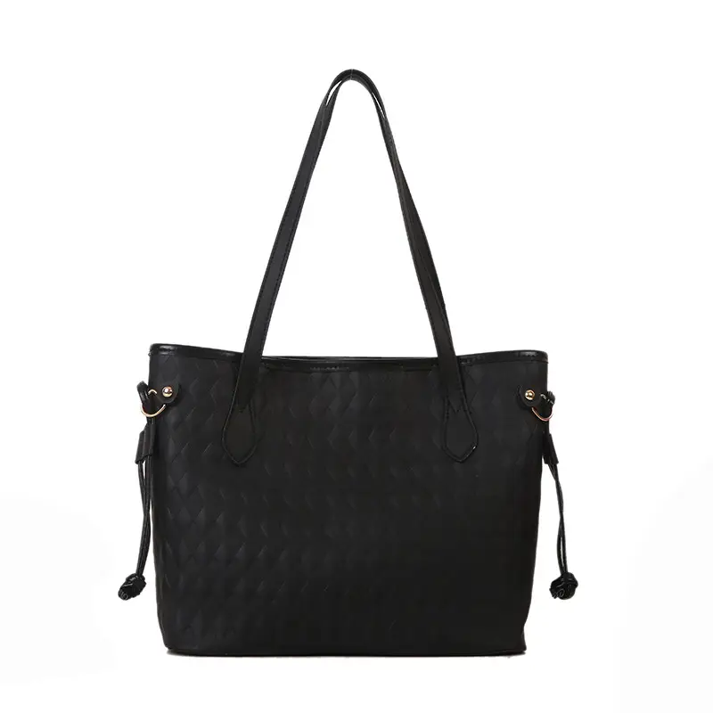 White Rhombic Women's Tote Bag with Leather Handles - Image 9