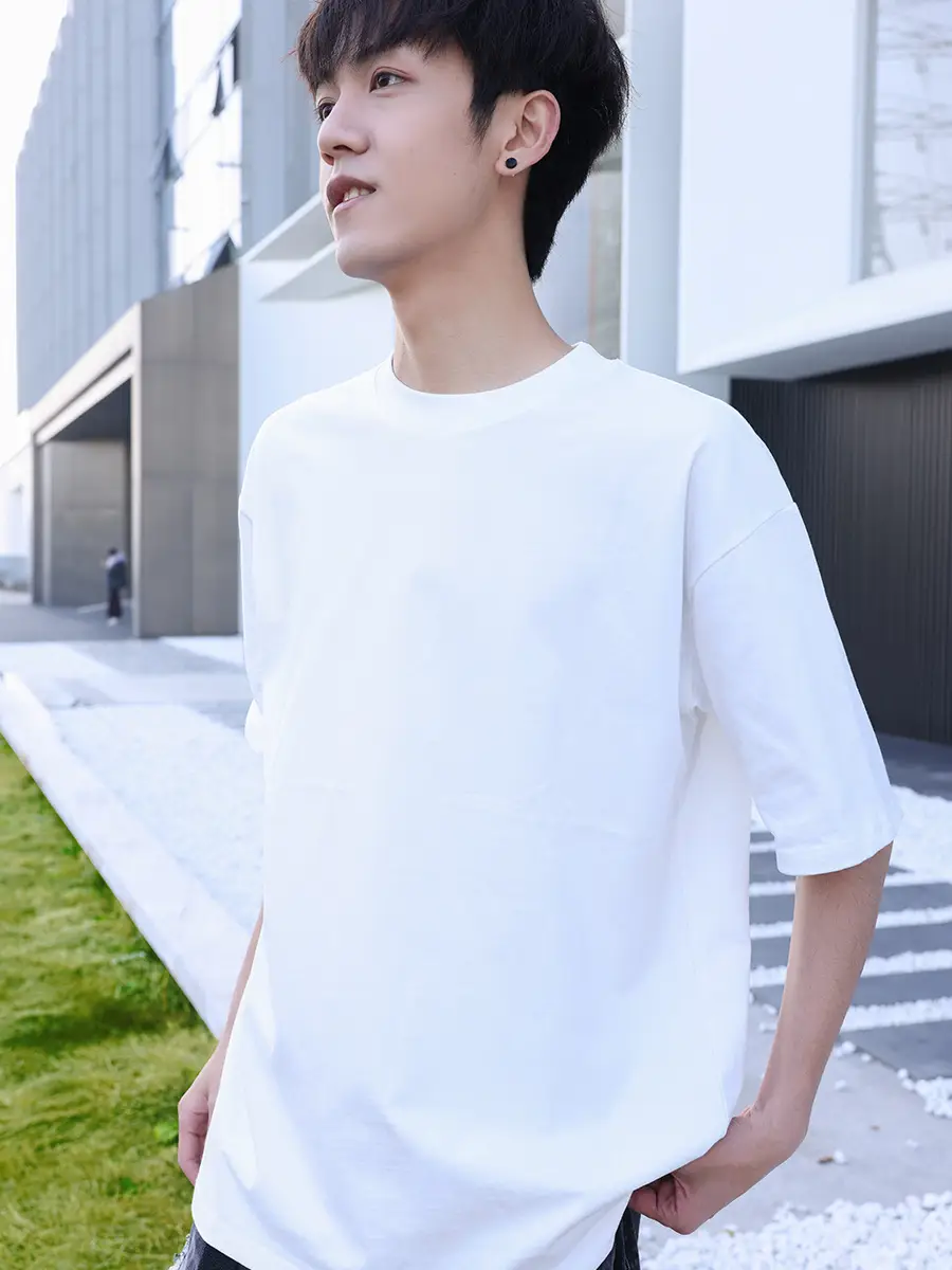 Men Black Cotton T-Shirt 2025 Summer Youth — feature 6