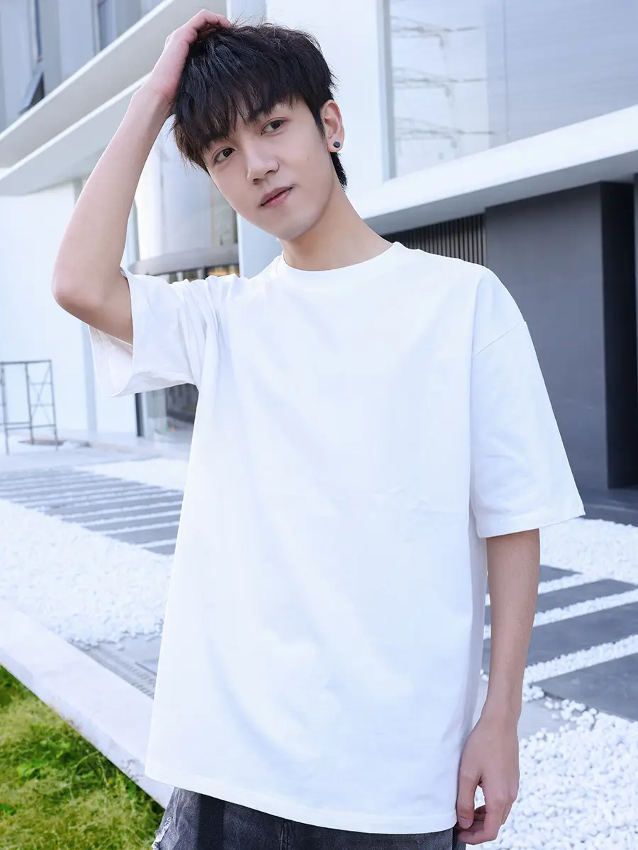Men Black Cotton T-Shirt 2025 Summer Youth — feature 8