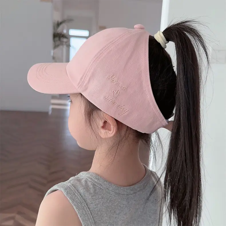 Pink Girls Sun Hat with F Logo Tie Back — feature 2