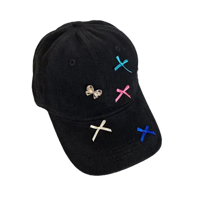 Pink Bow Baseball Cap Wide Brim Women's Sunshade Hat - Image 8