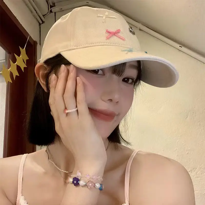 Pink Bow Baseball Cap Wide Brim Women's Sunshade Hat — feature 6