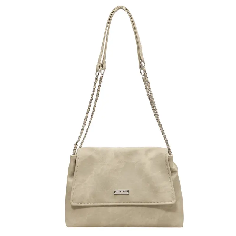 Women's Textured Chain Tote Bag Beige 2024 - Image 9