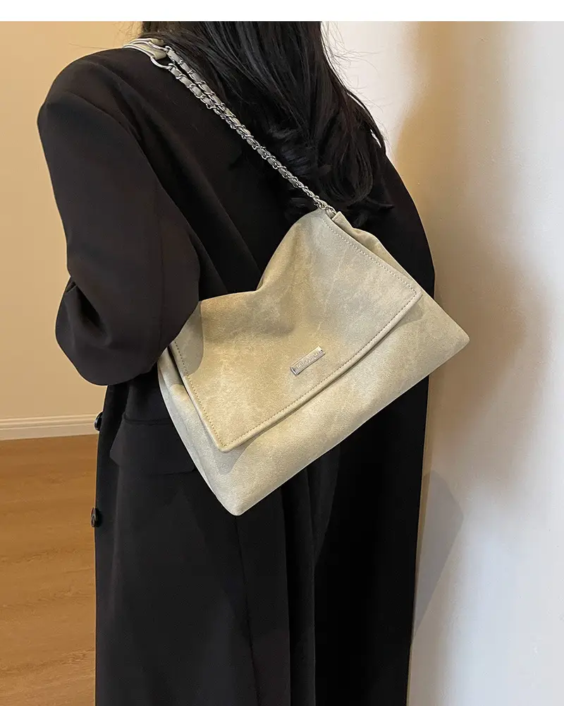 Women's Textured Chain Tote Bag Beige 2024 — feature 18
