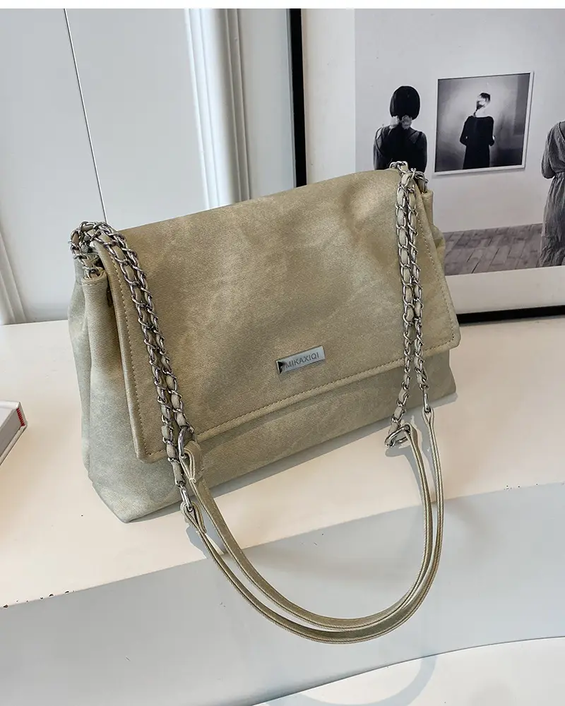 Women's Textured Chain Tote Bag Beige 2024 — feature 22
