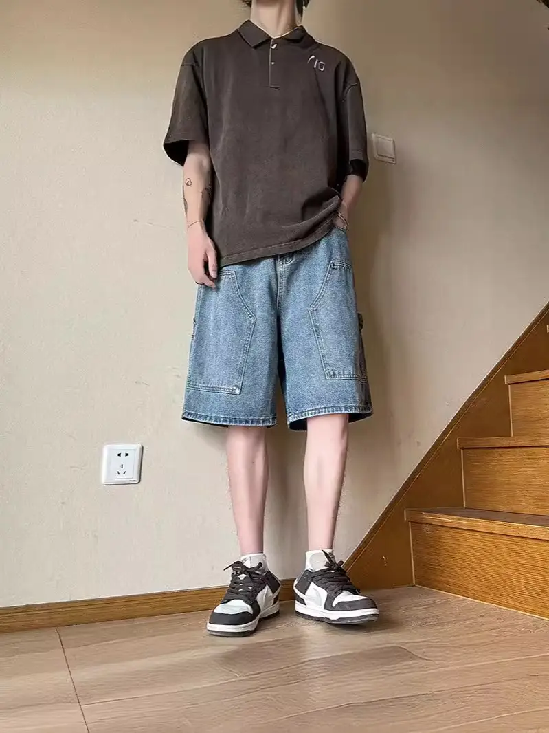 Men Denim Shorts Ruffian Handsome Straight Leg 5-Pants - Image 7
