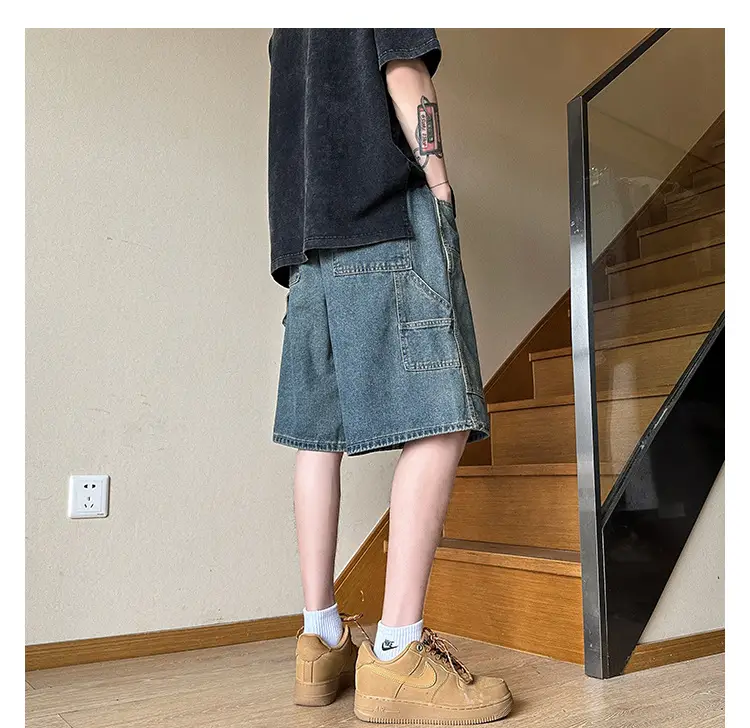 Men Denim Shorts Ruffian Handsome Straight Leg 5-Pants — feature 10