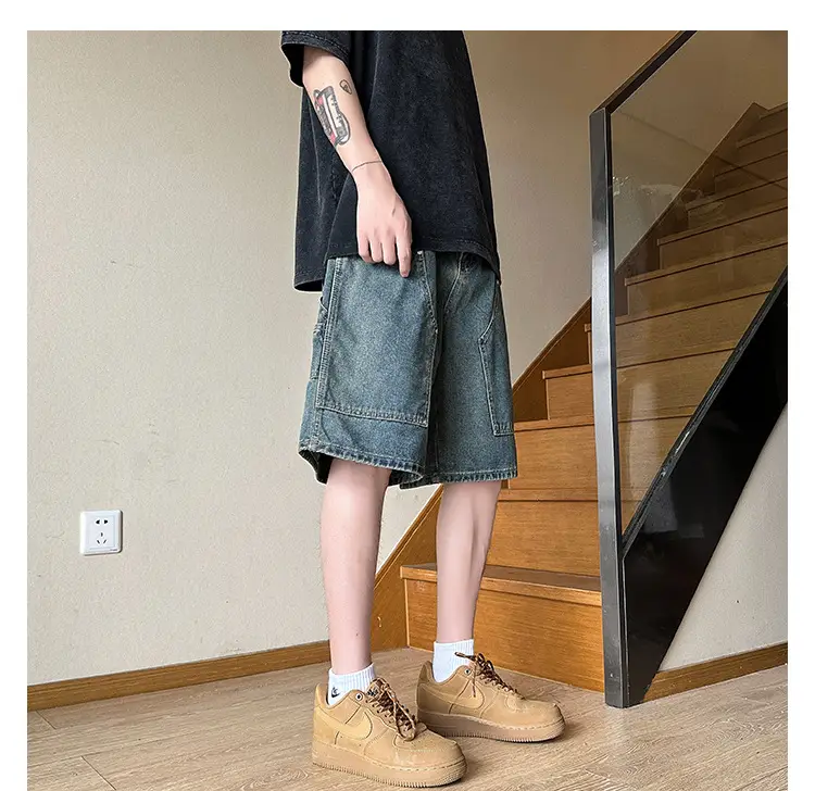 Men Denim Shorts Ruffian Handsome Straight Leg 5-Pants — feature 11