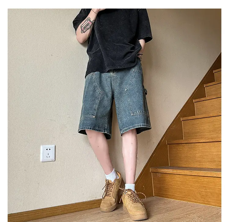 Men Denim Shorts Ruffian Handsome Straight Leg 5-Pants — feature 13