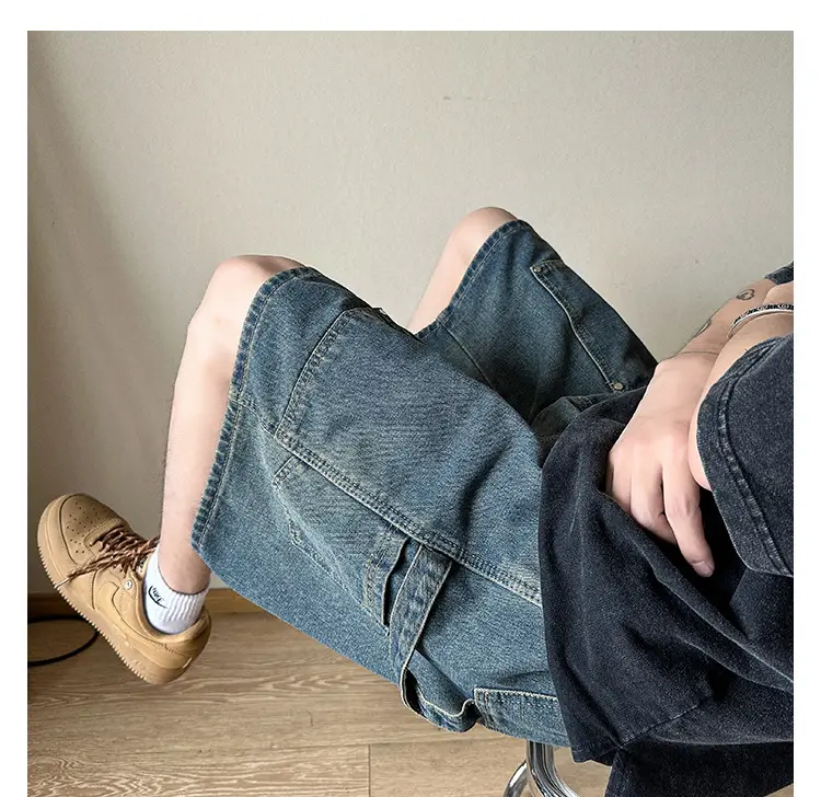 Men Denim Shorts Ruffian Handsome Straight Leg 5-Pants — feature 14