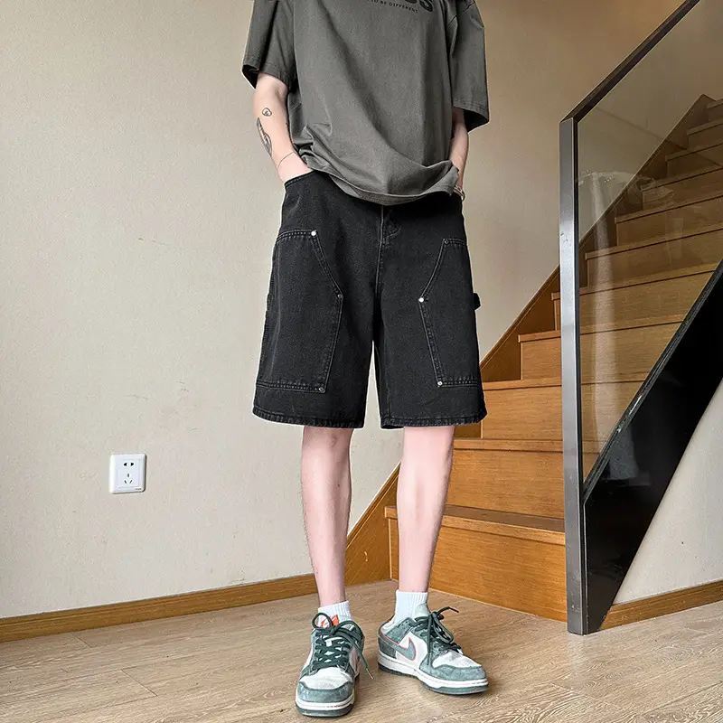 Men Denim Shorts Ruffian Handsome Straight Leg 5-Pants — feature 2