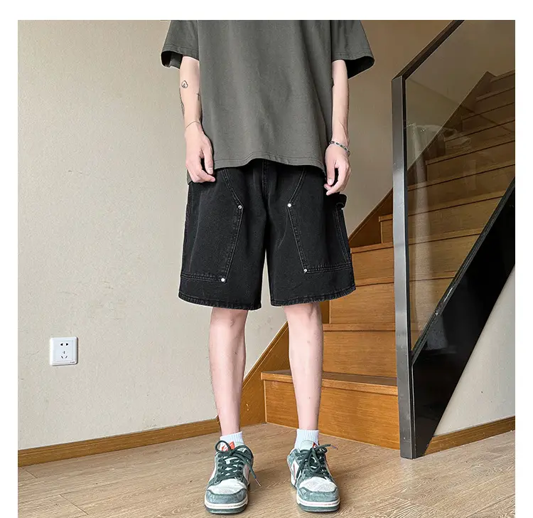 Men Denim Shorts Ruffian Handsome Straight Leg 5-Pants — feature 3