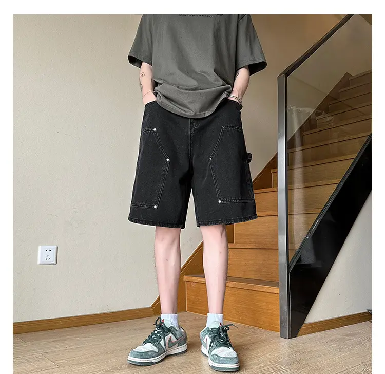 Men Denim Shorts Ruffian Handsome Straight Leg 5-Pants — feature 4