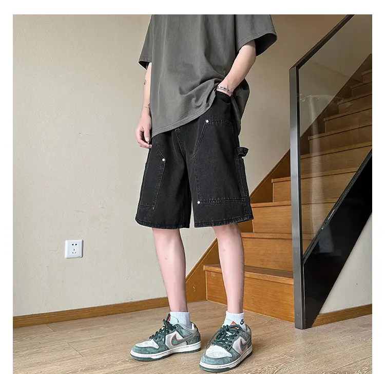 Men Denim Shorts Ruffian Handsome Straight Leg 5-Pants — feature 5