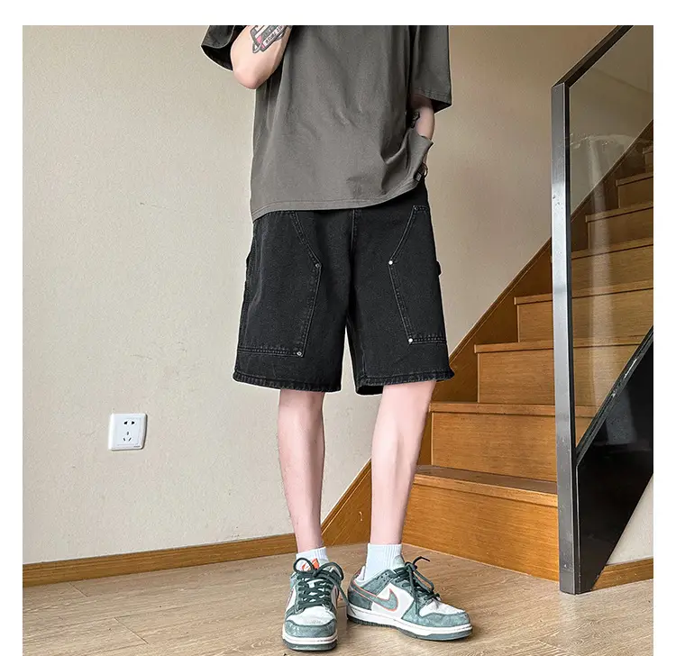 Men Denim Shorts Ruffian Handsome Straight Leg 5-Pants — feature 7