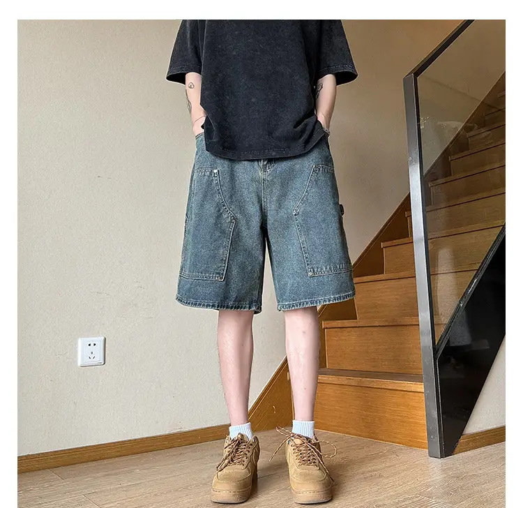 Men Denim Shorts Ruffian Handsome Straight Leg 5-Pants — feature 8