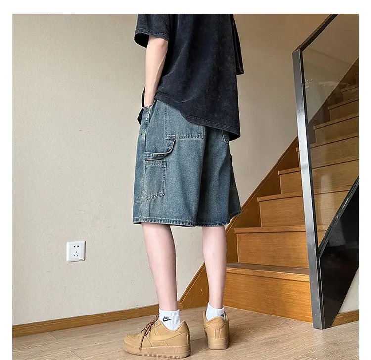 Men Denim Shorts Ruffian Handsome Straight Leg 5-Pants — feature 9