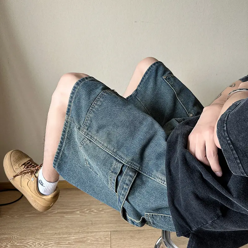 Men Denim Shorts Ruffian Handsome Straight Leg 5-Pants - Image 2