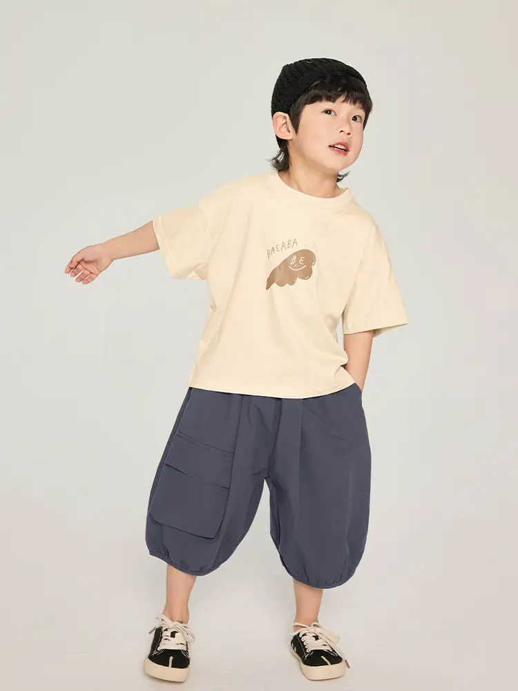 Kids T-Shirt Brown White Graphic Korean Style - Image 6