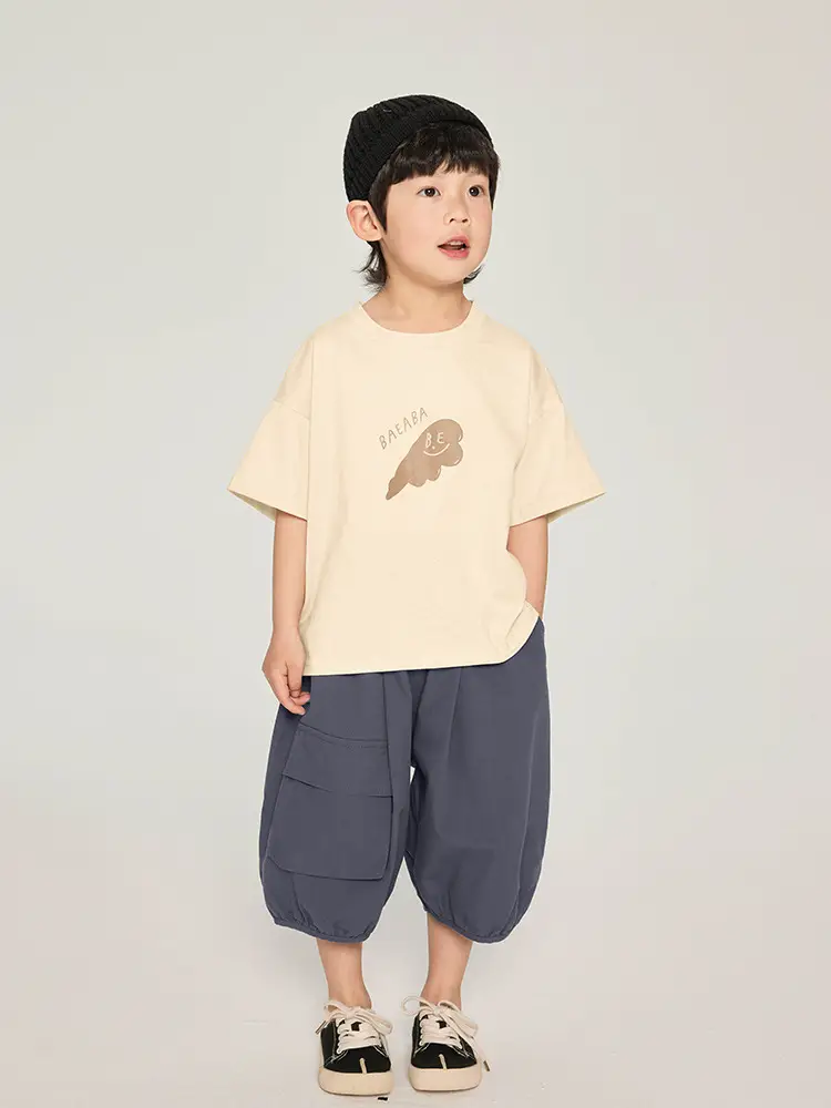 Kids T-Shirt Brown White Graphic Korean Style - Image 7