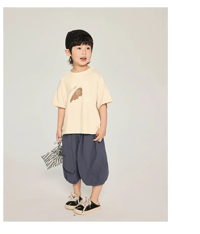 Kids T-Shirt Brown White Graphic Korean Style — feature 14