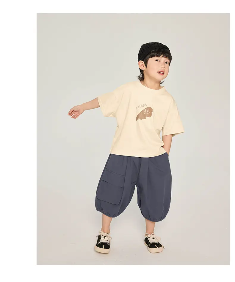 Kids T-Shirt Brown White Graphic Korean Style — feature 15