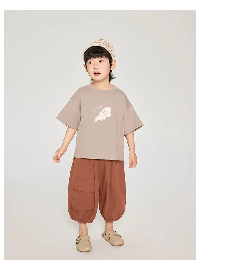 Kids T-Shirt Brown White Graphic Korean Style — feature 20