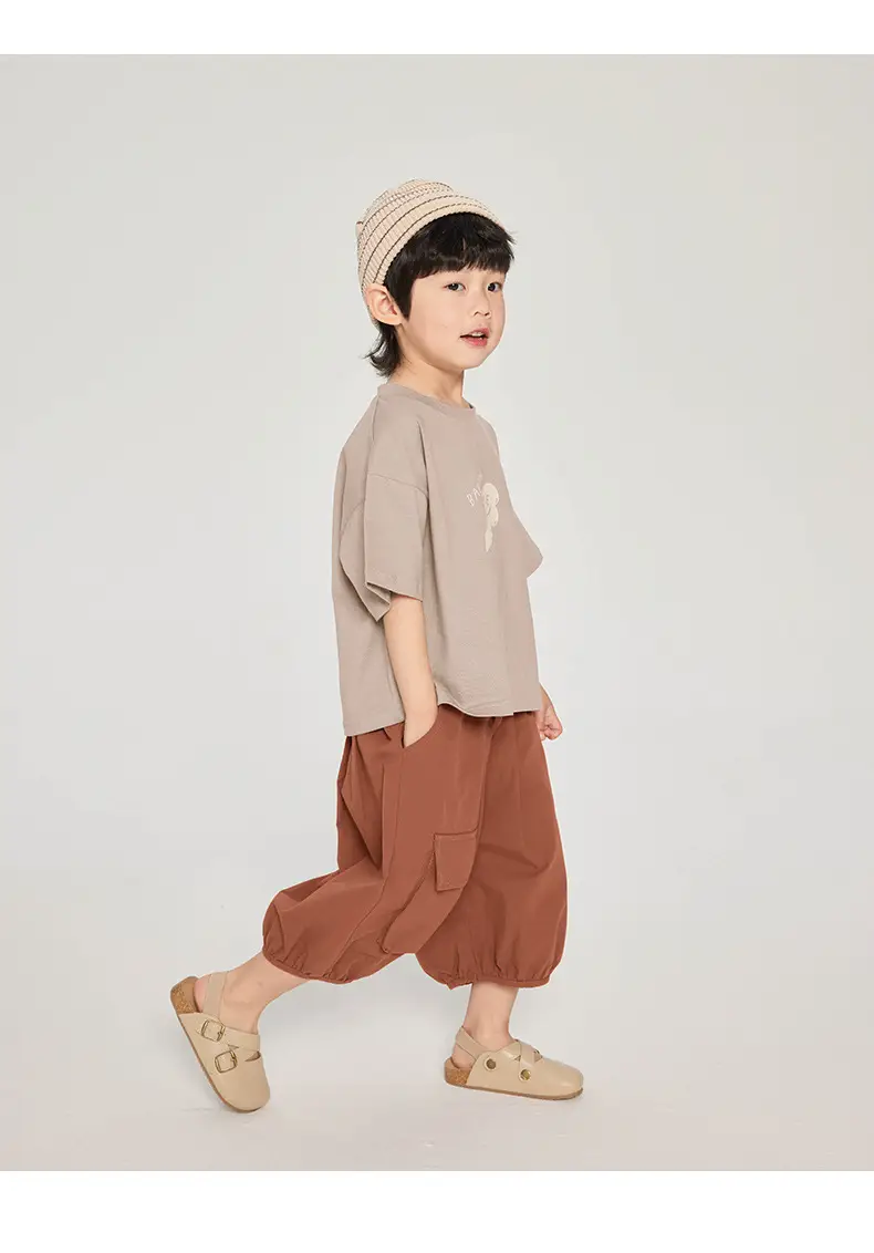 Kids T-Shirt Brown White Graphic Korean Style — feature 22
