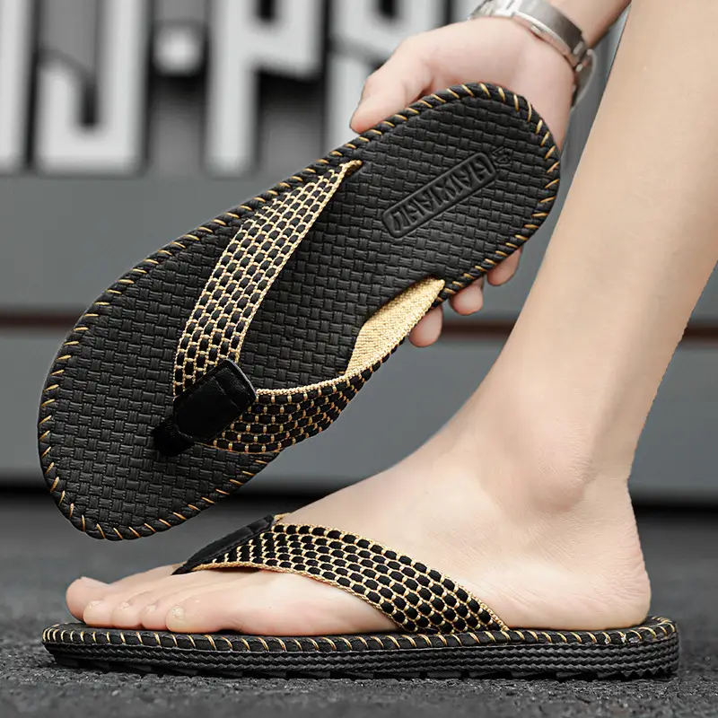 Flip-flops men's summer outdoor wear trendy personalized retro woven sandals men's outdoor Vietnamese flip-flops - Image 4