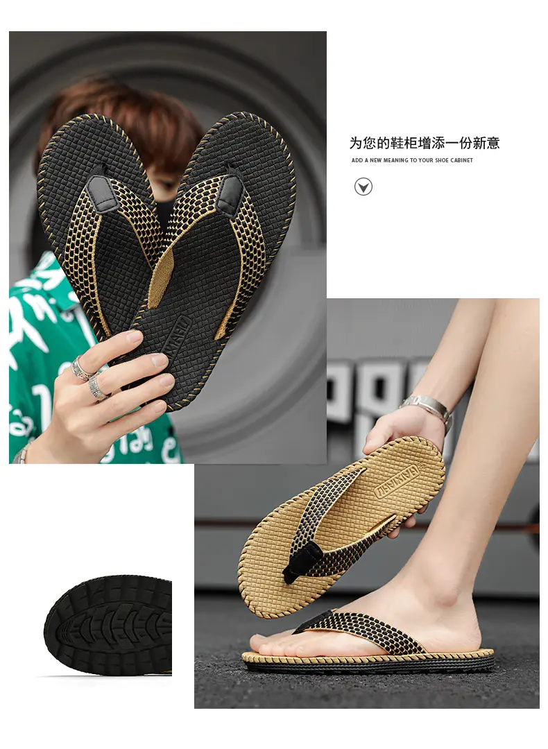 Flip-flops men's summer outdoor wear trendy personalized retro woven sandals men's outdoor Vietnamese flip-flops — feature 2